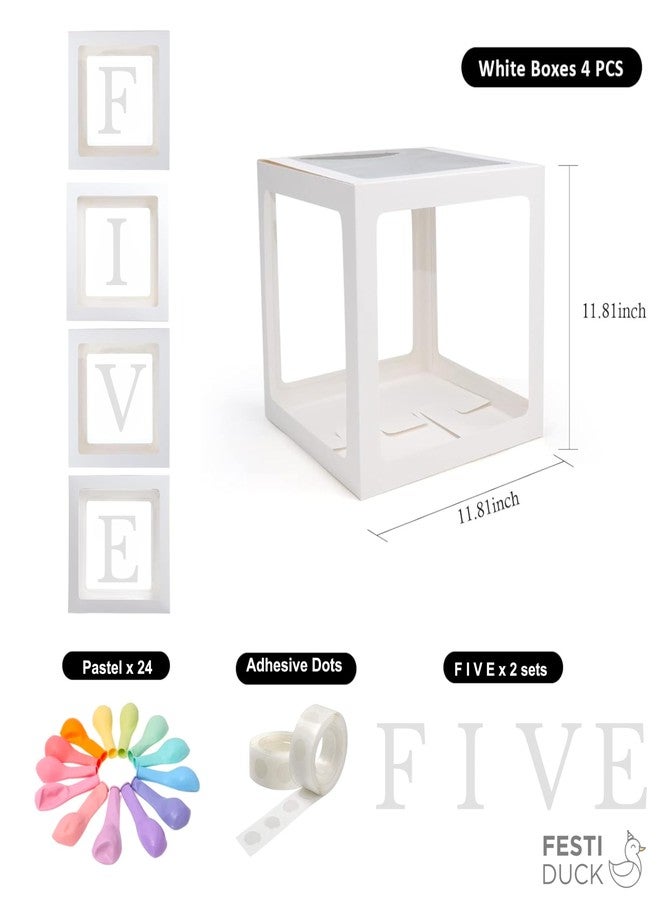 Festi Duck 'FIVE' Balloon Box Set - Stylish Lettered Decor for Fifth Birthday & fifrth Aniversary Celebration (FIVE Birthday Box) 33 pcs set (Pastel Rainbow) - Image 4